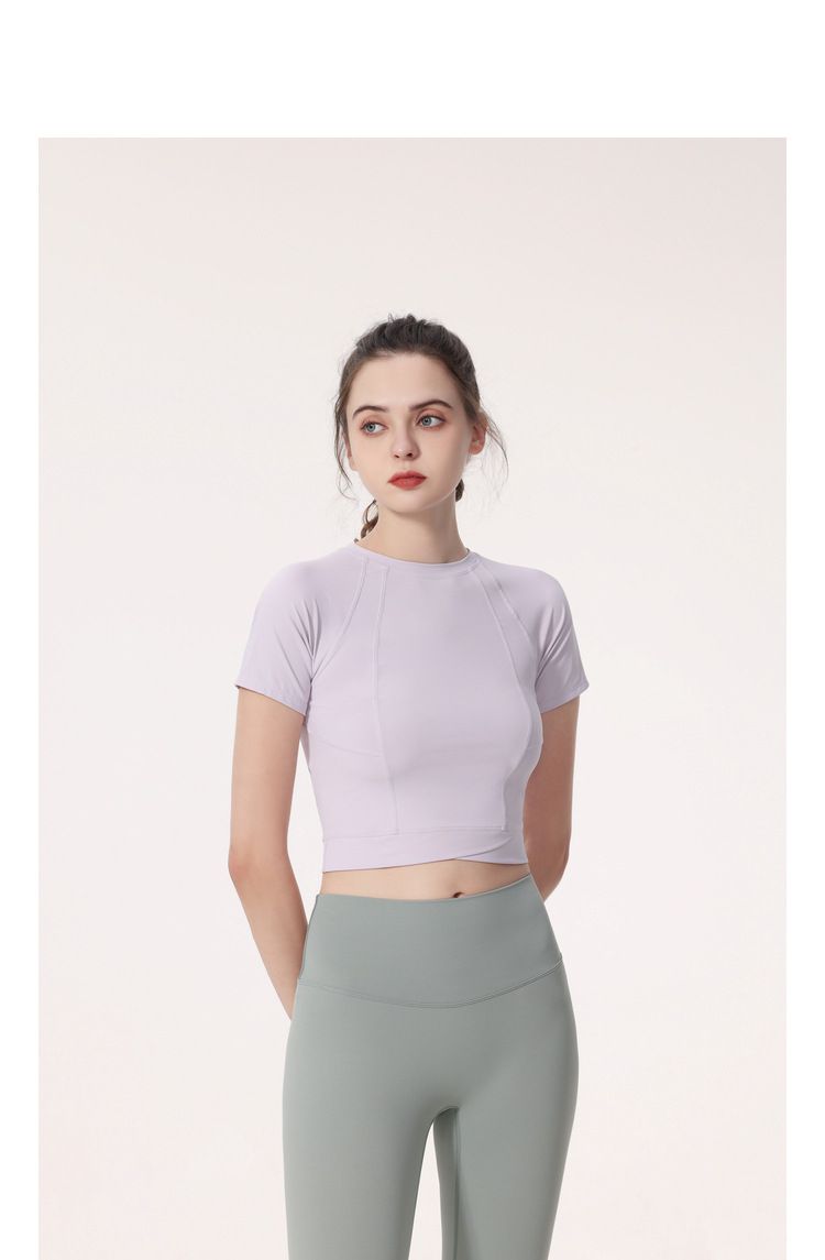 短版緊身速乾短袖運動上衣-黑色