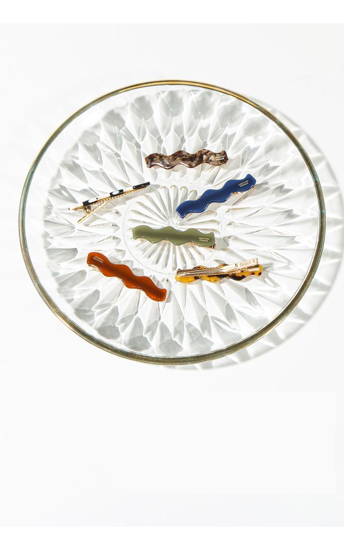 韓國 Soo&Soo - 正韓製CREATION FRANCE波紋造型髮夾-海軍藍