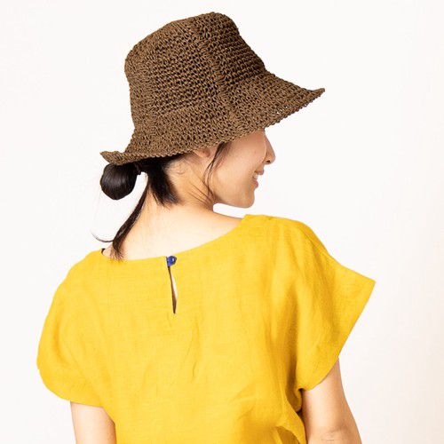 日本 Chepeli - 鐘型手工編織遮陽帽-麻花編織-卡其