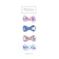 英國 Ribbies - 雙色緞帶蝶蝶結4入組(Mitsi Pastel Blue)
