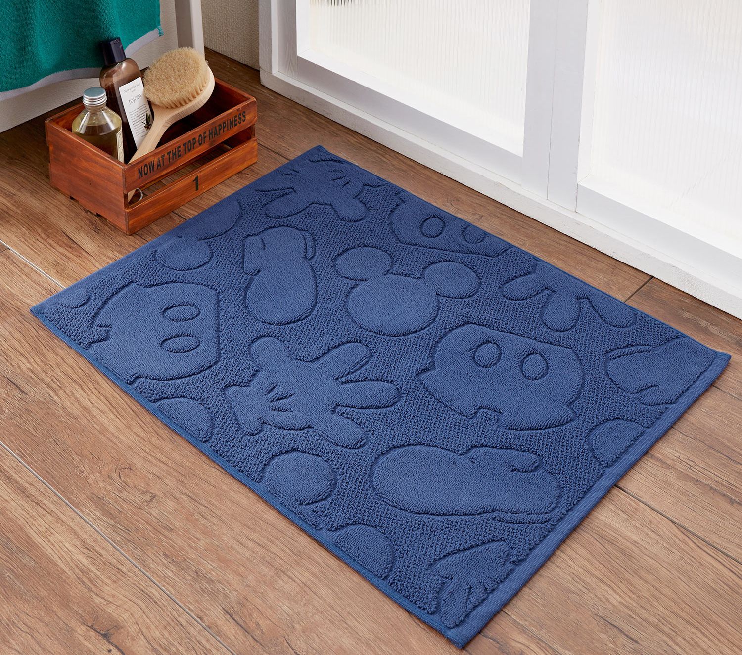 日本千趣會 - mini labo 去泥污腳踏墊-法蘭西花朵-藍綠