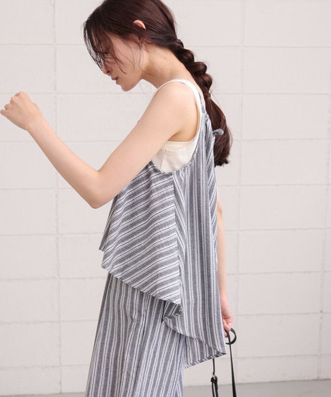 日本 Bab - 簡潔舒適混棉細肩帶長褲套裝-素面-經典黑 (M)