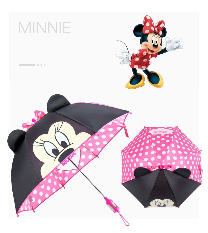 透視窗立體造型手動雨傘-卡通人物米奇-紅+黑