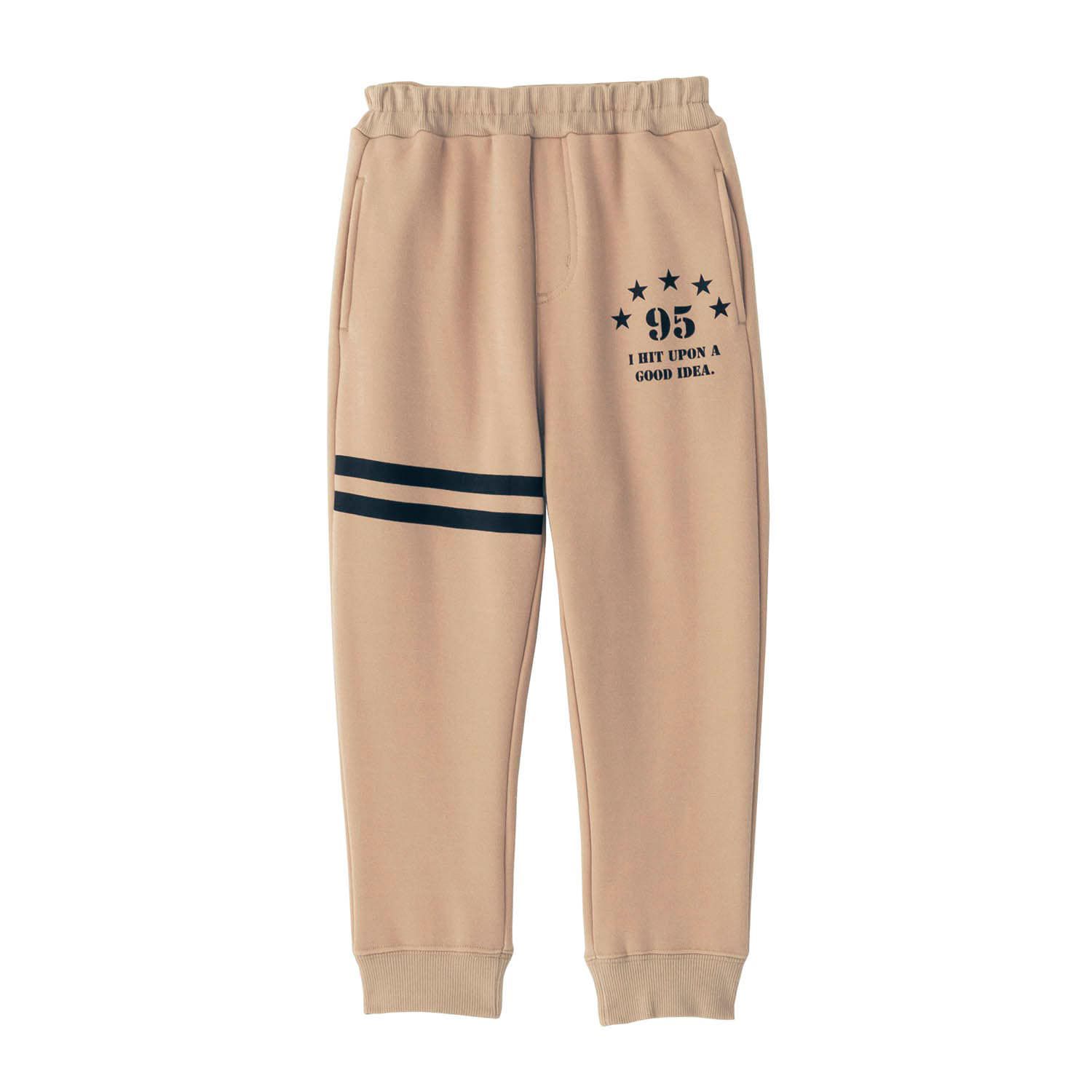 日本千趣會 - 線條logo保暖束口長褲-黑