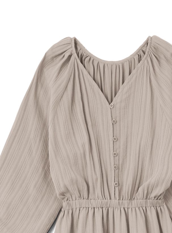 日本 GRL - 小步舞曲泡泡袖縮腰洋裝-軍綠