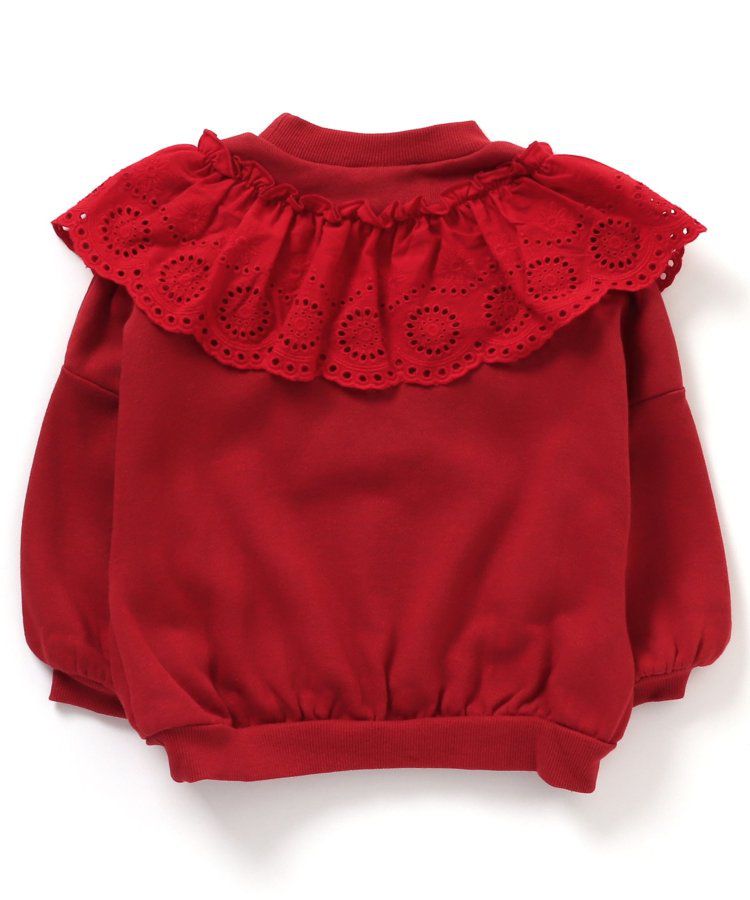 日本 BREEZE - V領蕾絲摺邊長袖上衣-薄荷