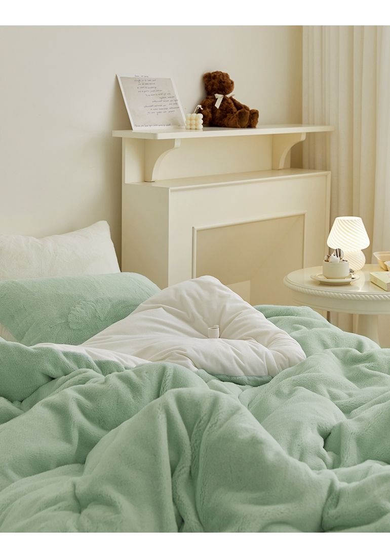 韓國 Maatila - 蓬鬆感高密度絨毛保暖棉被-湖水綠