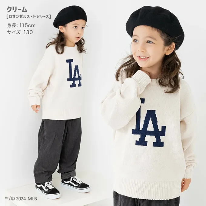 日本 Chil2 - MLB聯名 柔軟針織LOGO長袖上衣-聖地牙哥教士-咖啡