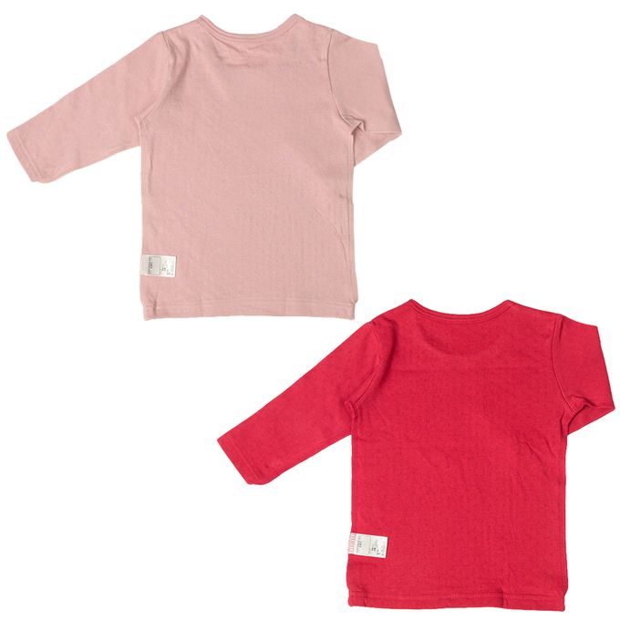 akachan honpo - 長袖圓領上衣2件組-蓬鬆棉 妖精&馬車-紅色