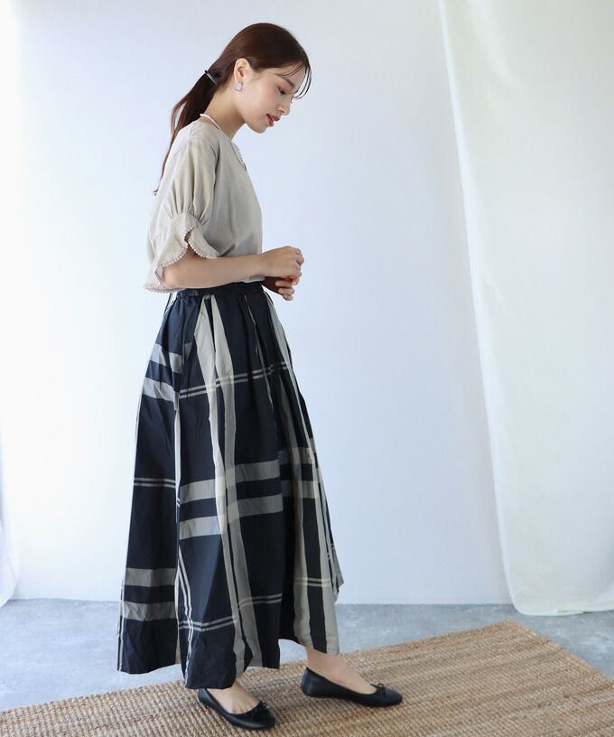 日本 BLUE EAST - 棉麻透氣涼爽短袖上衣-米杏