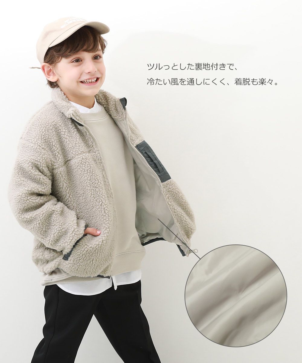 日本 devirock - 泰迪熊毛呢輕盈保暖鋪棉外套-沙杏x深灰