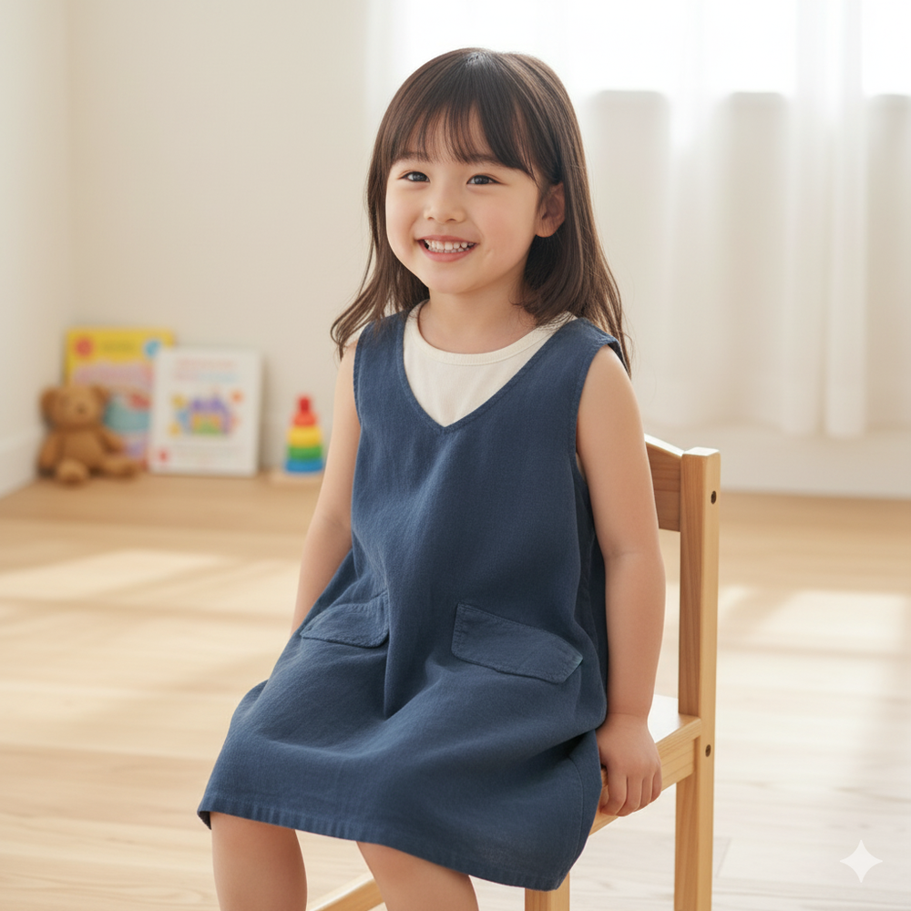 背心裙-燈芯絨-藍色