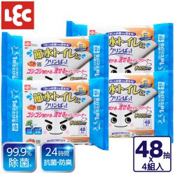 日本 LEC - 激落君Cleanpa廁所用防菌濕紙巾48抽*-4入組