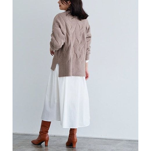 日本 Pierrot - 柔軟波浪紋針織毛衣-簡約黑