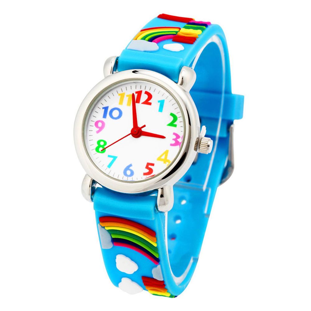 3D立體卡通兒童手錶-經典小圓錶-藍色彩虹