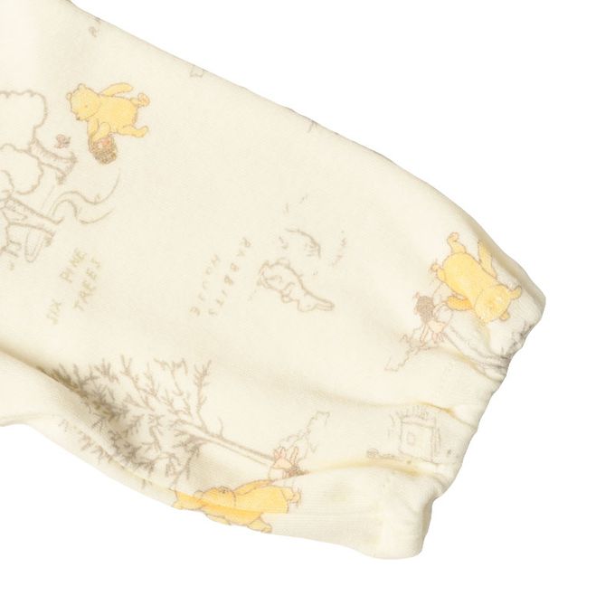 akachan honpo - 長袖連身衣-復古小熊維尼-淺卡其色 (50~60cm)