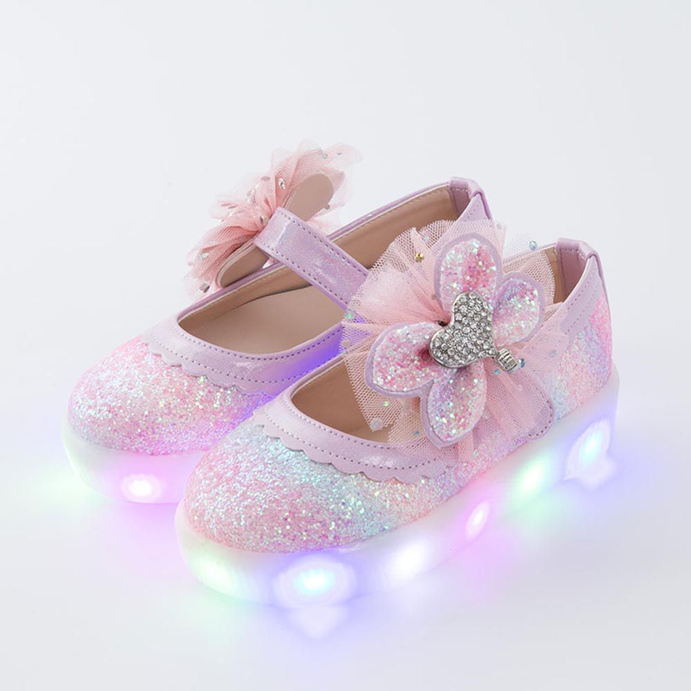 韓國 OZKIZ - (LED)夢幻漸層鑽石厚底鞋-粉紫