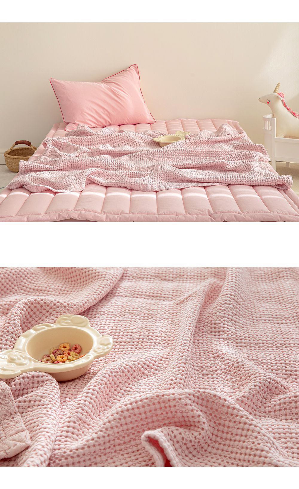 韓國 Maatila - (兒童款)天絲莫代爾鬆餅被毯-草莓優格 (130X170cm)