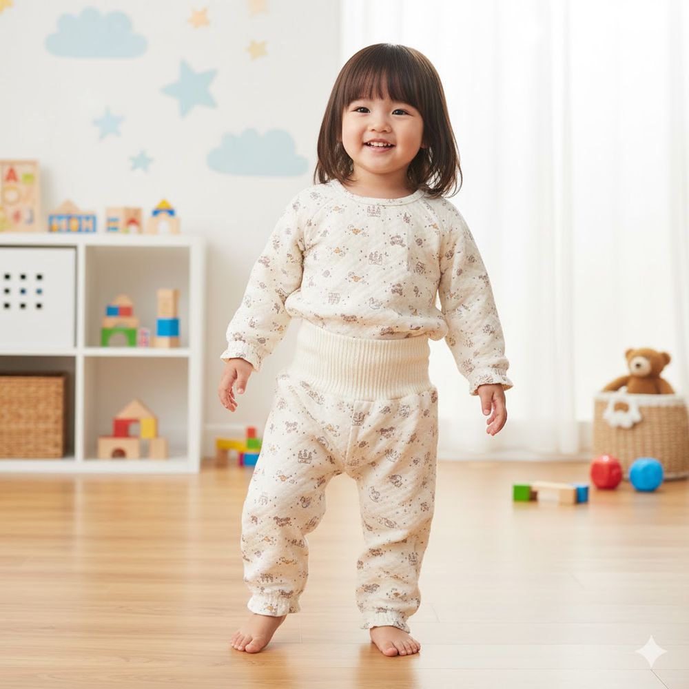 長袖家居服 套頭式-穿衣練習 妖精-米白色