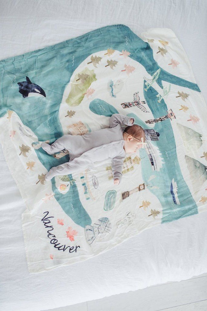 Loulou Lollipop - 竹纖維透氣包巾 - 城市款-加拿大溫哥華 (120x120cm)