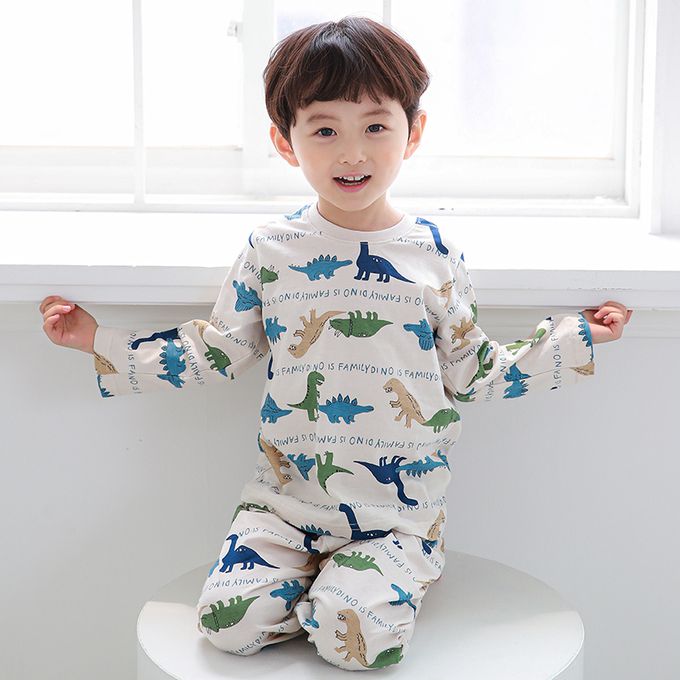 正韓 Cogibu - 極舒適無螢光劑 100% 有機棉幼兒/兒童睡衣/家居服套裝組-恐龍家族