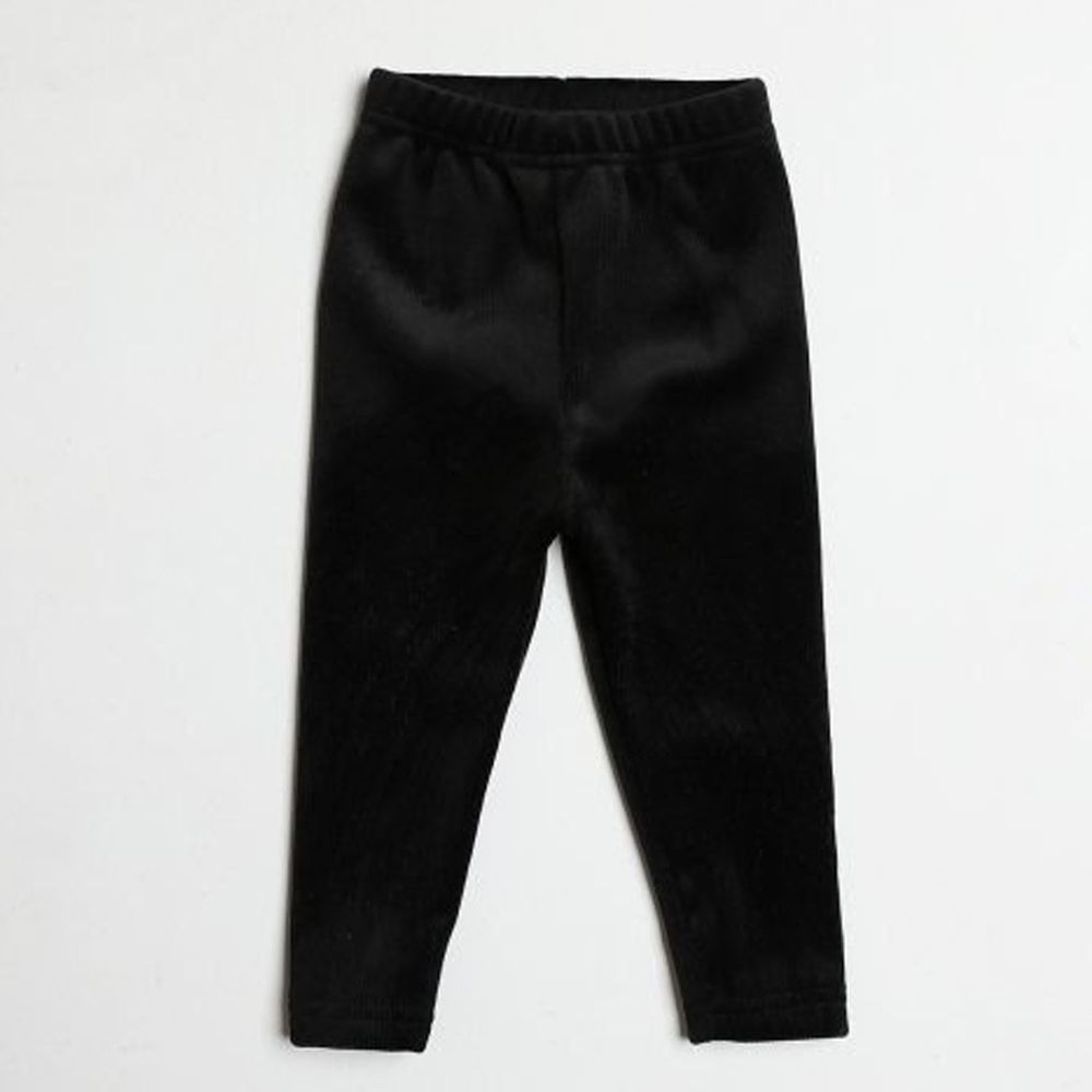 韓國製 - 內刷毛絲絨感內搭褲-黑