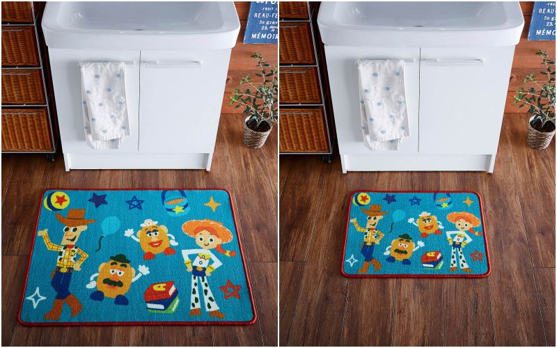 日本千趣會 - mini labo 去泥污腳踏墊-法蘭西花朵-藍綠