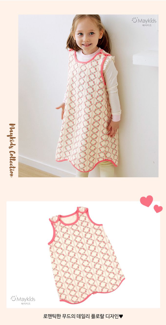 韓國 Maykids - 花圈印純棉保暖防踢被