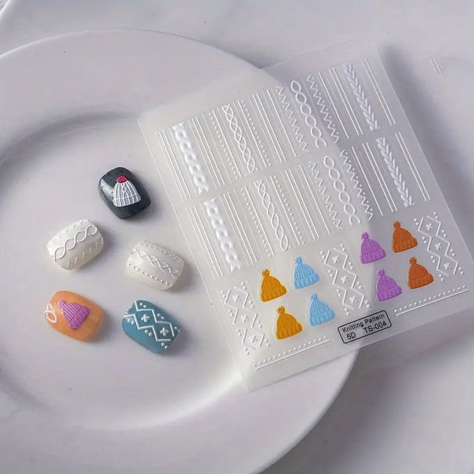 台灣 Cosplus 光妍 - nido mini 立體貼紙-針織毛衣毛帽&編織刺繡條紋(4款可選)