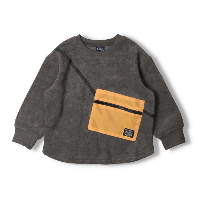 akachan honpo - 仿羔皮呢休閒上衣-深灰色