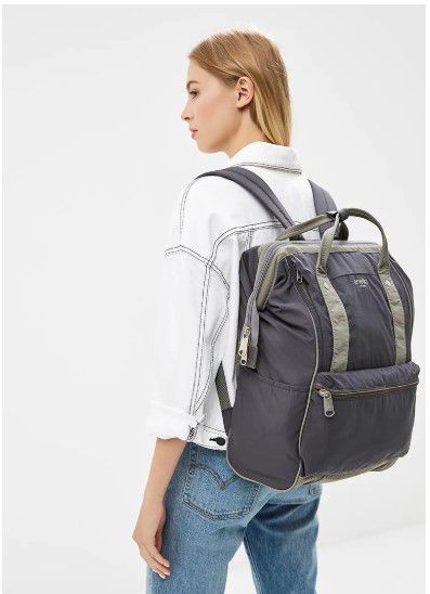 日本 Anello - 棉質尼龍風大開口後背包 10POCKET-Regular大尺寸-NV海軍藍