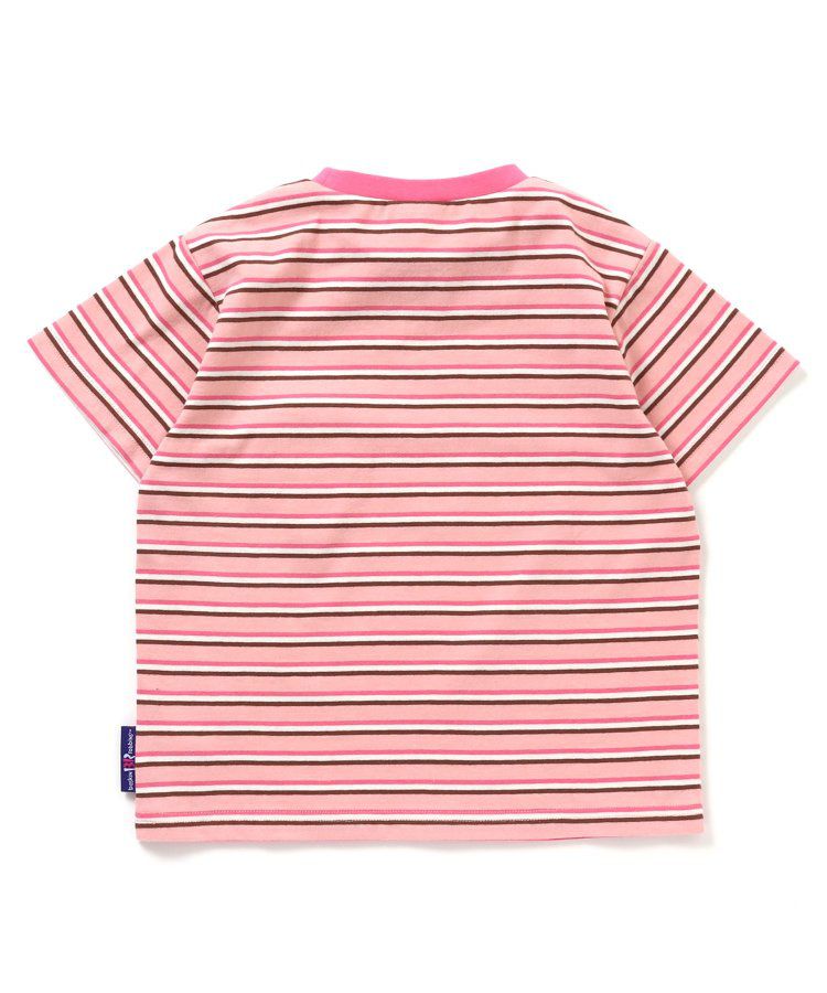 日本 BREEZE - 31冰淇淋聯名 條紋短袖上衣-甜筒刺繡-黑白