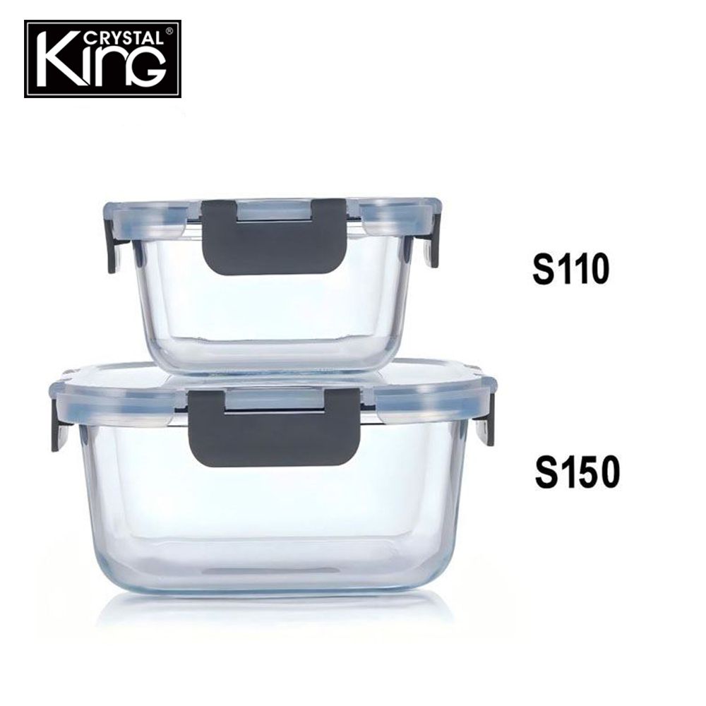 耐熱玻璃保鮮盒-正方形(800ml*1+310ml*1)-S150 + S110