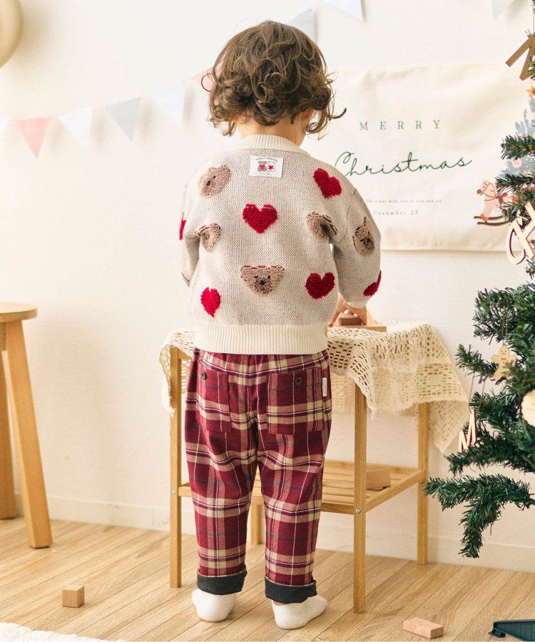 日本 apres les cours - 超萌節慶小熊可機洗毛衣-二隻熊-酒紅