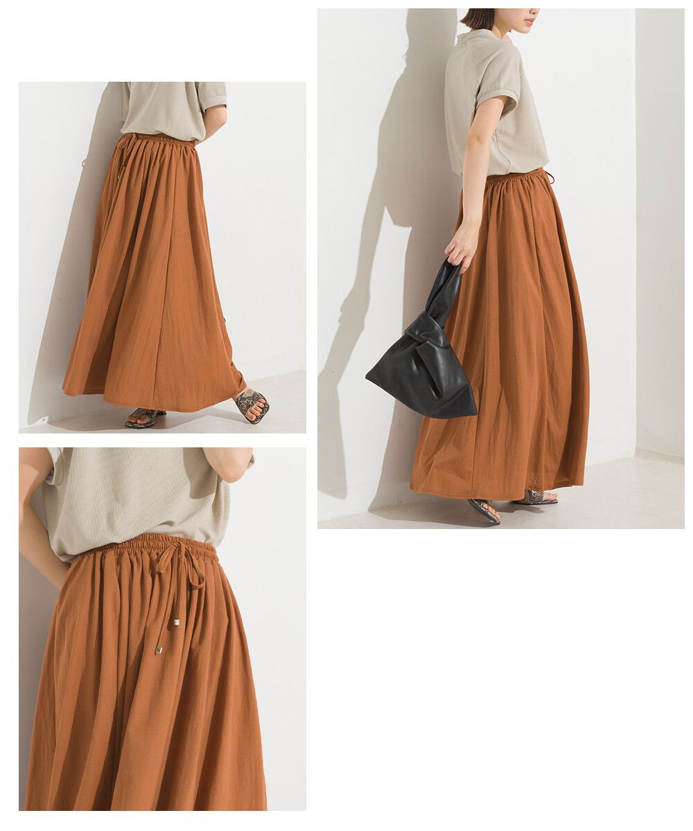 日本 OMNES - 涼感機能 嫘縈超修身長裙-氣質米