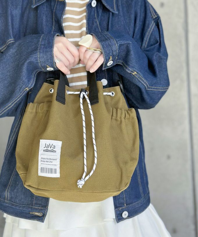 日本 Classical Elf - Java 時尚抽繩品牌肩帶輕巧側背包-黑