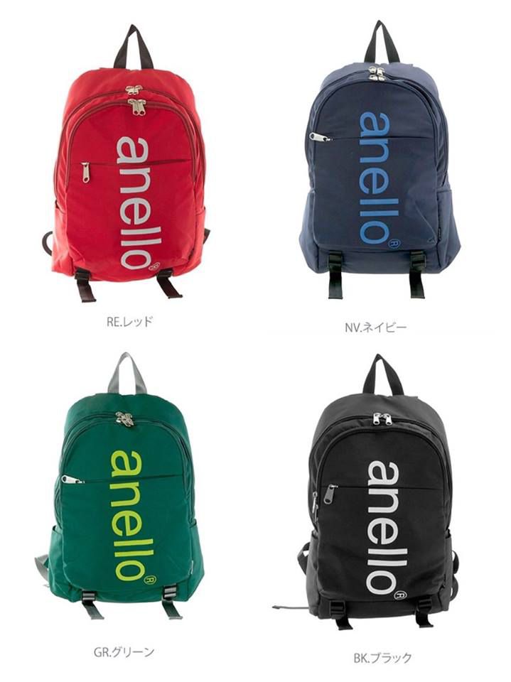 日本 Anello - 大LOGO膠印多收納機能型後背包-Regular大尺寸-NV海軍藍