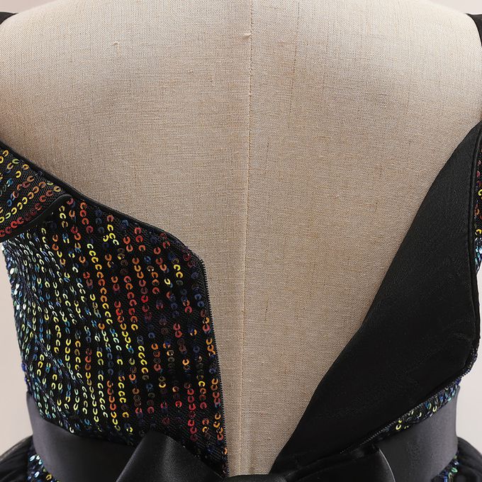 love, charlotte - 精緻黑色幻彩繡花亮片落肩禮服-2Way穿搭-禮服送小帽子頭飾