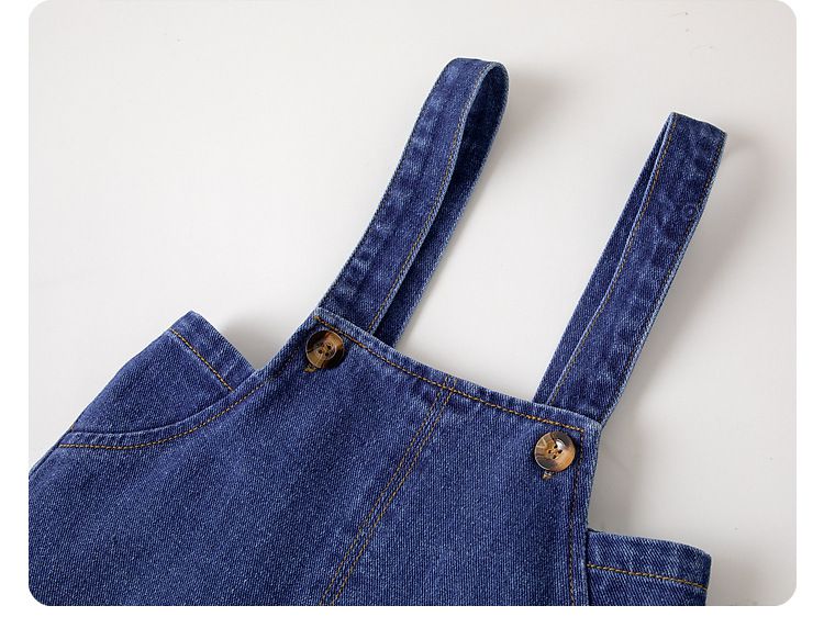 牛仔吊帶短褲-藍色