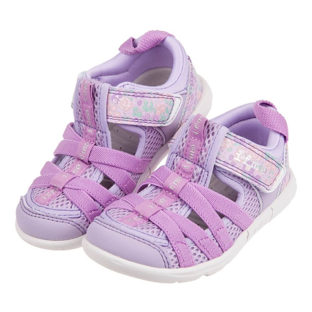 日本IFME - 紫色和風花繪兒童機能水涼鞋