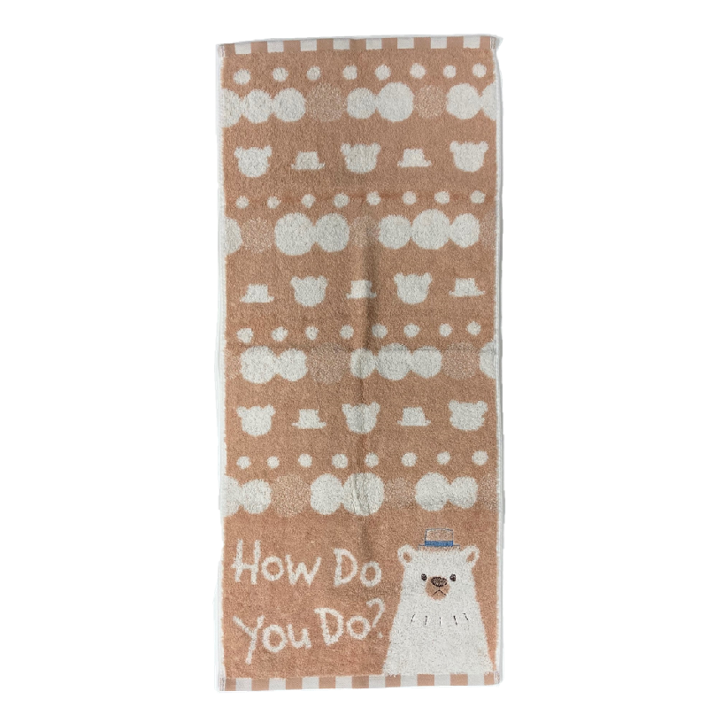 akachan honpo - 有機棉洗臉巾-動物-淺卡其色 (34cm×80cm)