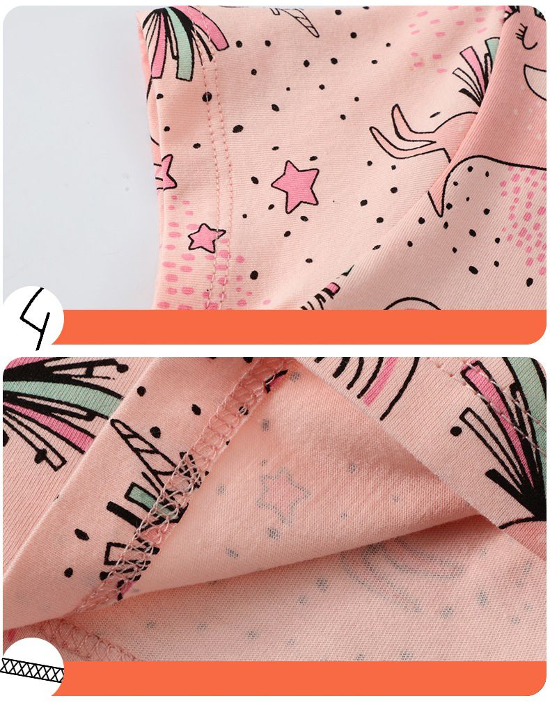 Jumping meters - 棉質圓領短袖洋裝-活潑獨角獸-粉色