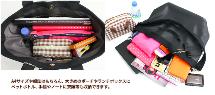 日本 Fuente - 簡約蝴蝶結吊飾2way托特包/手提包-時尚黑 (31x30x16cm)