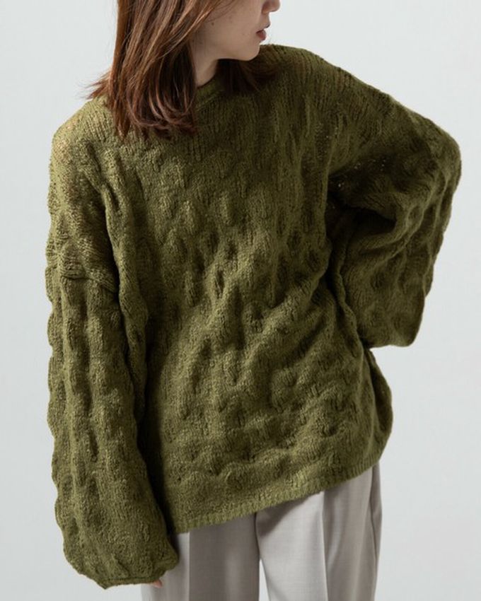 日本 gleam - 柔軟微透蓬鬆馬海毛針織上衣-米杏