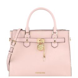 MICHAEL KORS - 素面皮革鎖頭造型手提/肩背兩用包 (粉紅)