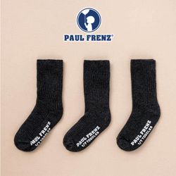 韓國 PAUL FRENZ - (3入組)韓製彈力中長筒襪-MARCO-墨灰