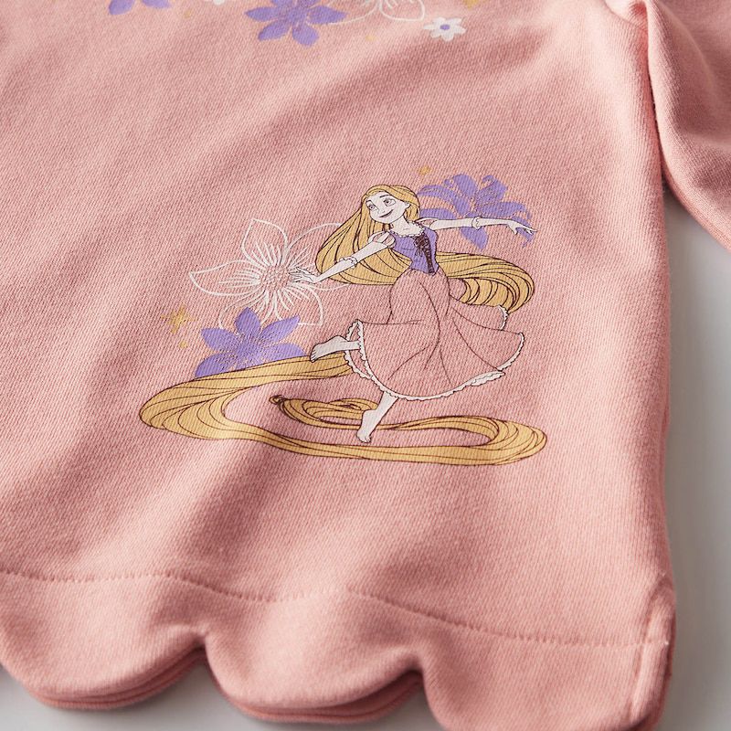 日本千趣會 - 聯名款 波浪裏毛長袖上衣-公主印花-粉紅