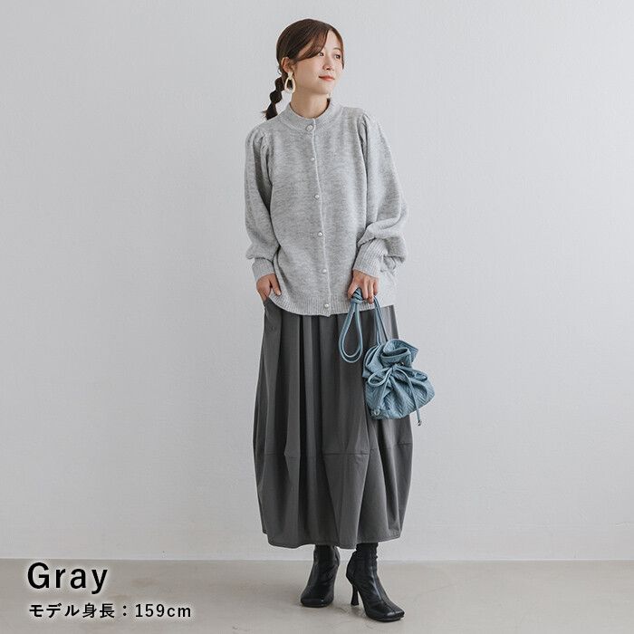 日本 ihuu - 優雅珍珠釦薄針織外套-深灰