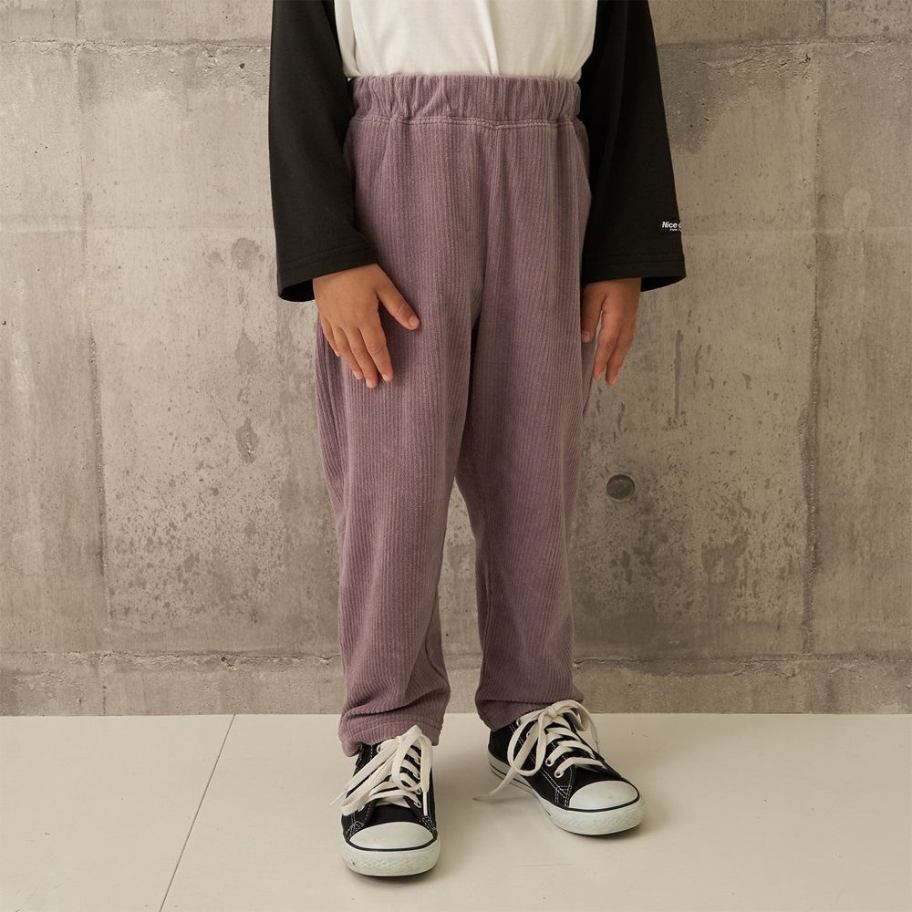柔軟寬鬆織燈芯絨長褲-藕紫