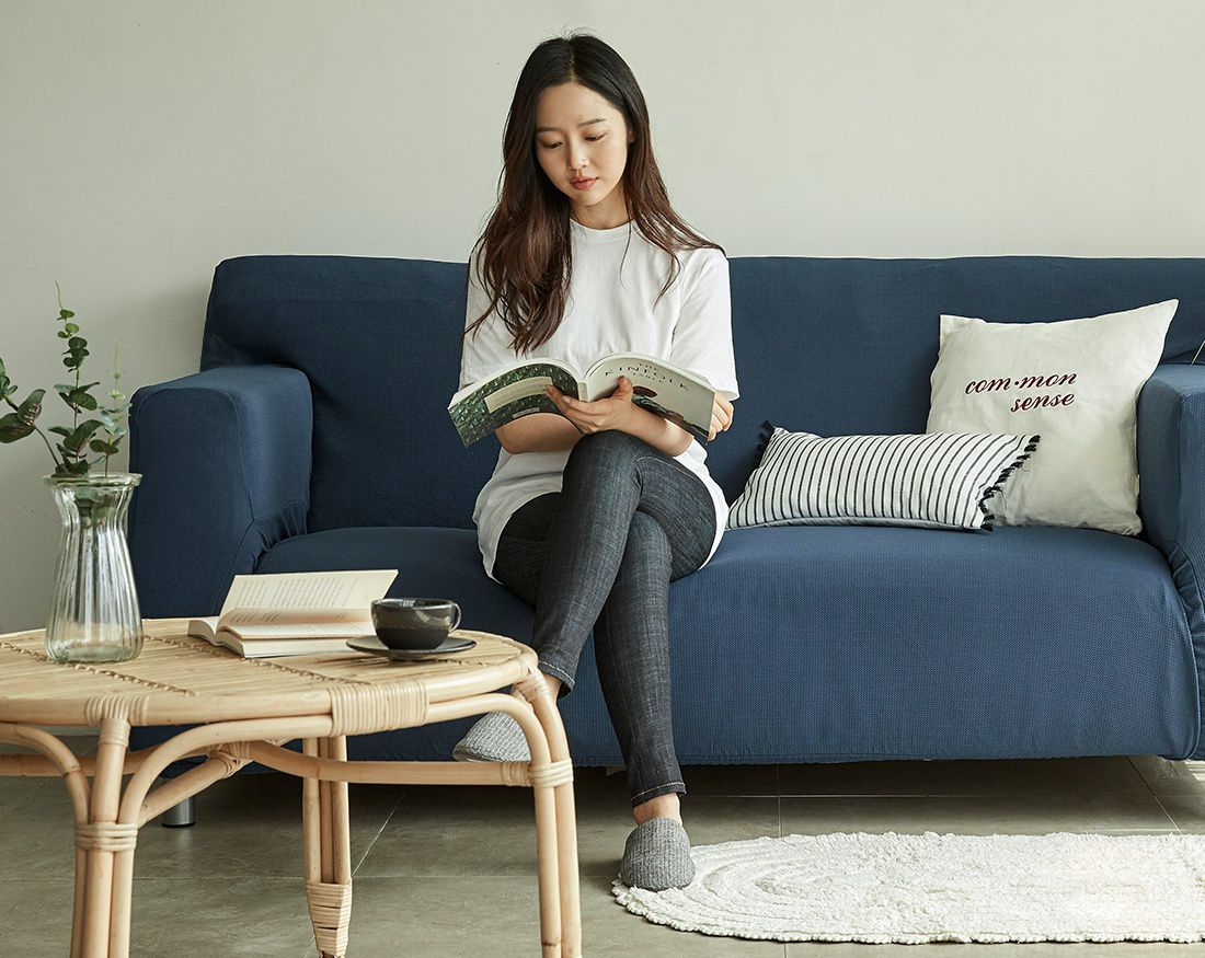 韓國 Prielle - 包覆型超彈力透氣防污沙發套-深灰